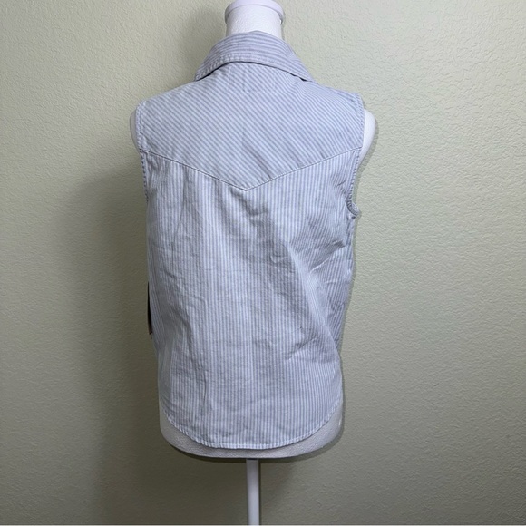 Lone Star Designed by NY Denim Sleeveless Tie Bottom M NWT Snaps Stripes Cotton - Picture 4 of 7